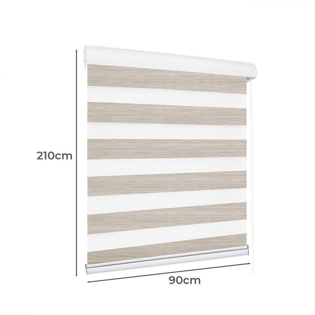 Marlow Blackout Zebra Roller Blind Curtains 90x210 Beige
