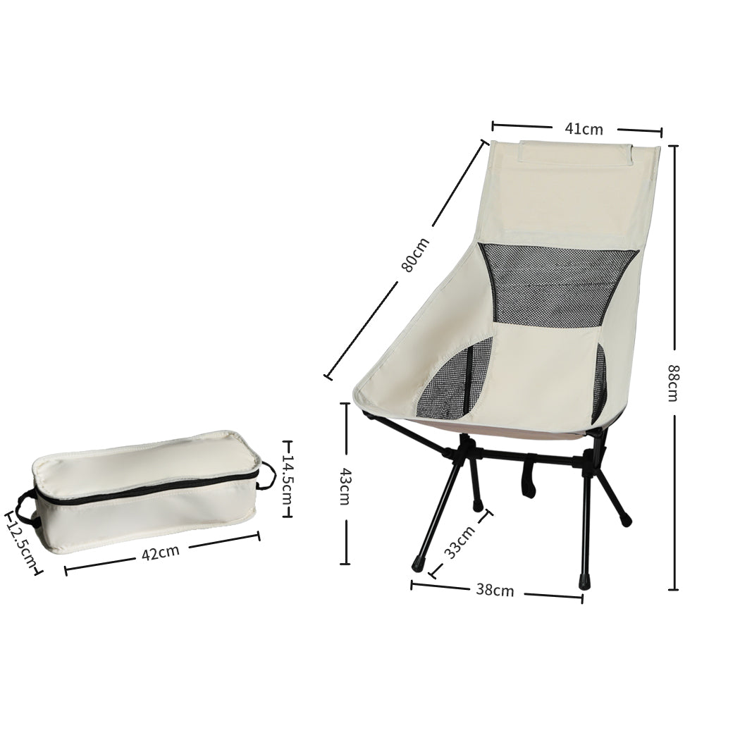 Levede Camping Chair Folding Outdoor Large Beige