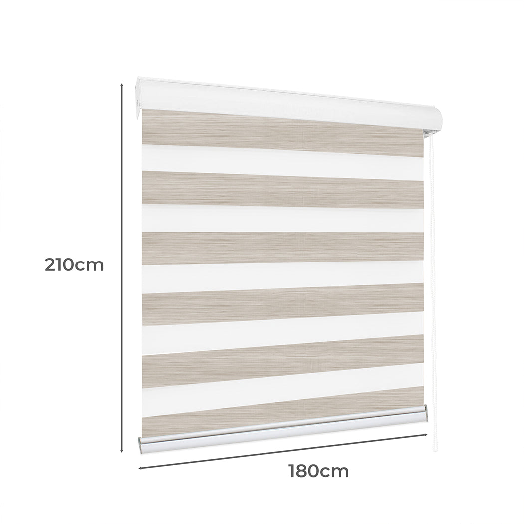 Marlow Blackout Zebra Roller Blind Curtains 180x210 Beige