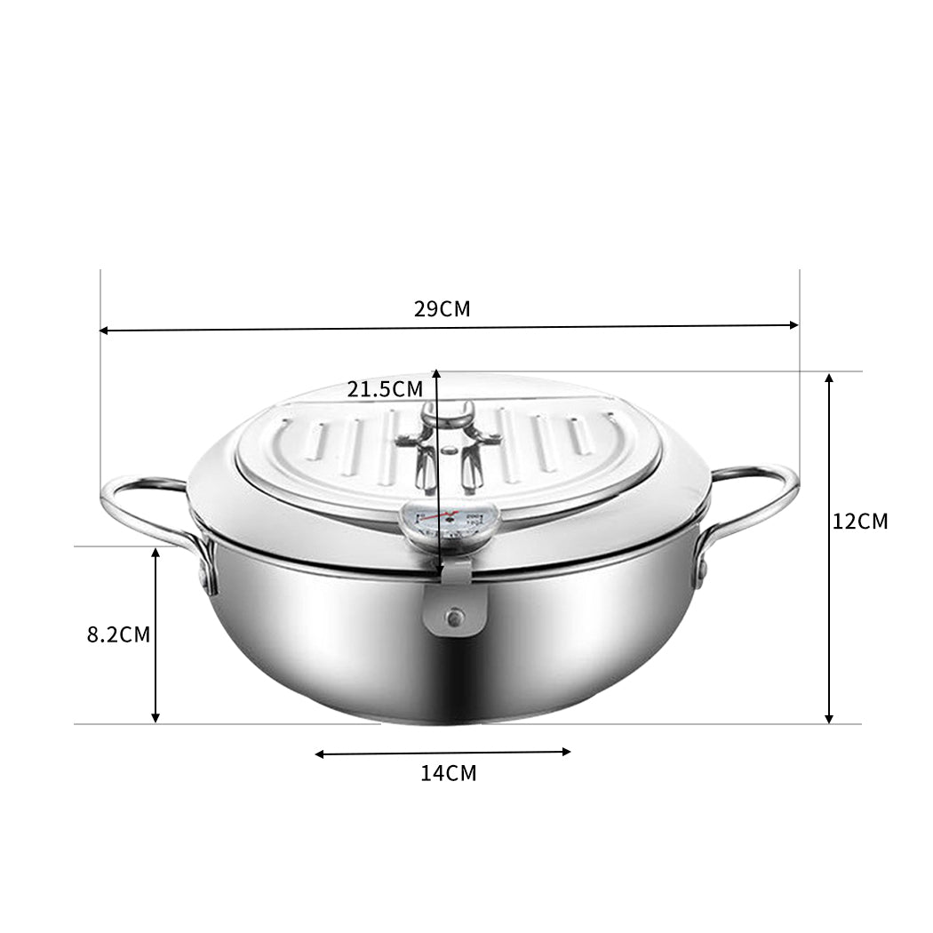 TOQUE 20cm Japanese Deep Frying Pot Silver