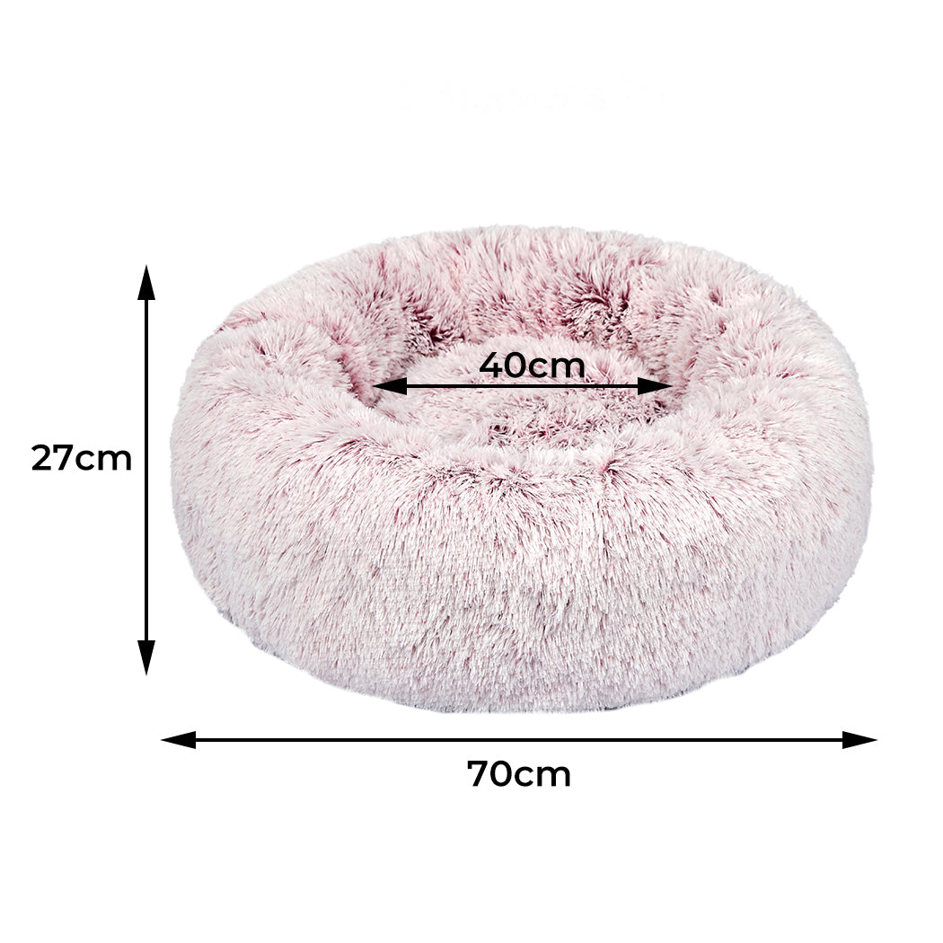 PaWz Pet Bed Cat Dog Donut Nest Calming M Pink Medium