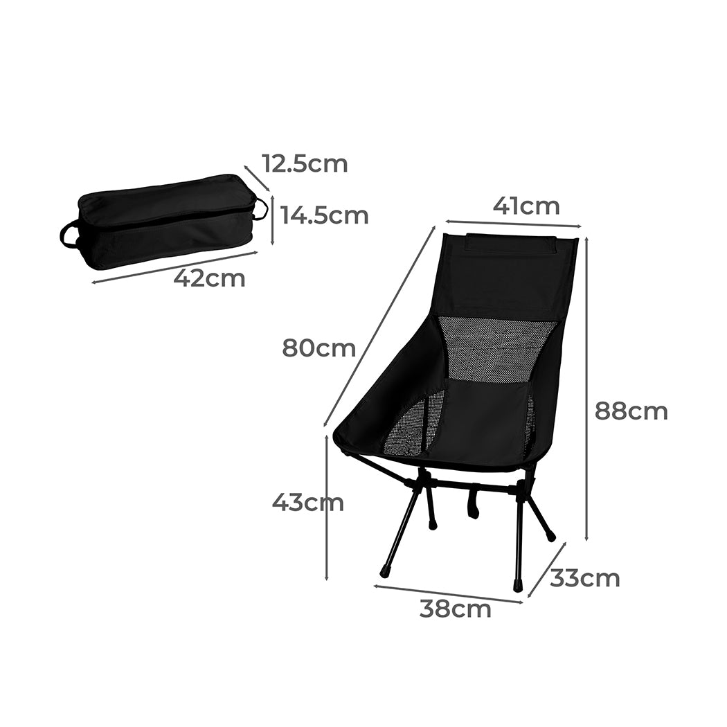 Levede Camping Chair Folding Outdoor Large Black