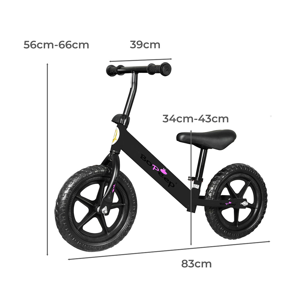 BoPeep Kids Balance Bike Ride On Toys Black