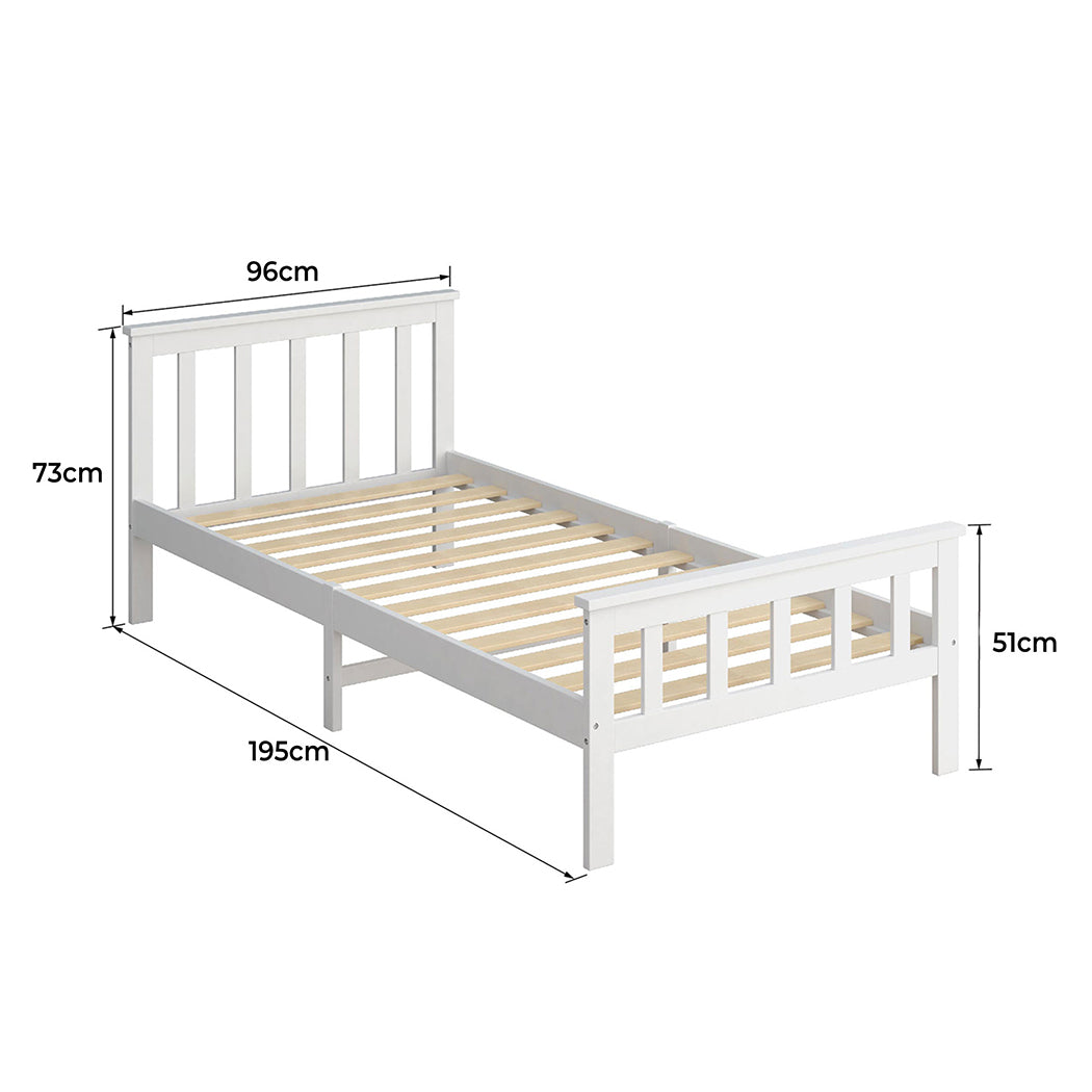 Levede Single Size Bed Frame Wooden White