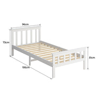 Levede Single Size Bed Frame Wooden White