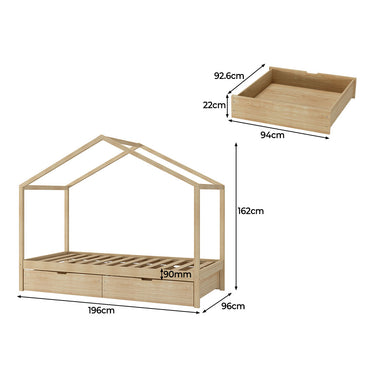 Levede Bed Frame Wooden Single Timber Natural