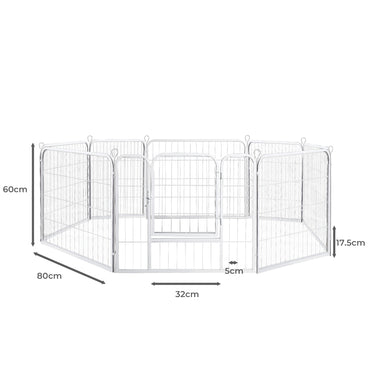 PaWz 8 Panel 24'' Pet Dog Playpen Puppy White 24 inch