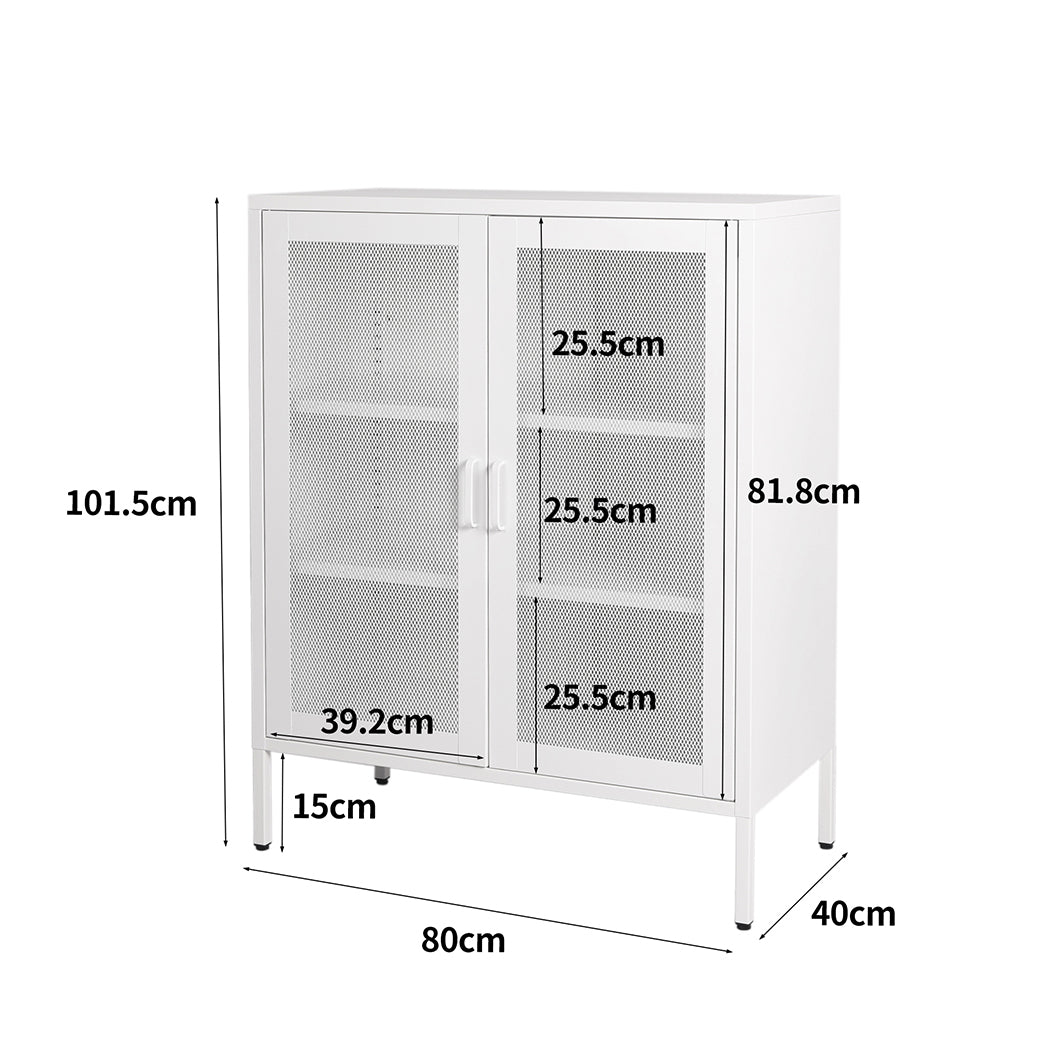 Levede Storage Cabinet Steel Kitchen White