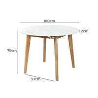 Levede Dining Table Round Rubberwood Base 100cm White 100 CM