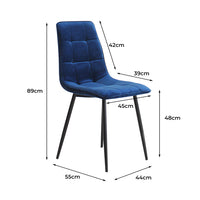 Levede 4x Dining Chairs Kitchen Velvet Blue