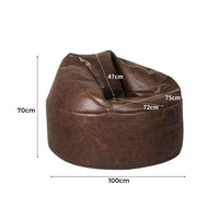 Marlow Bean Bag Chair Cover PU Couch Brown