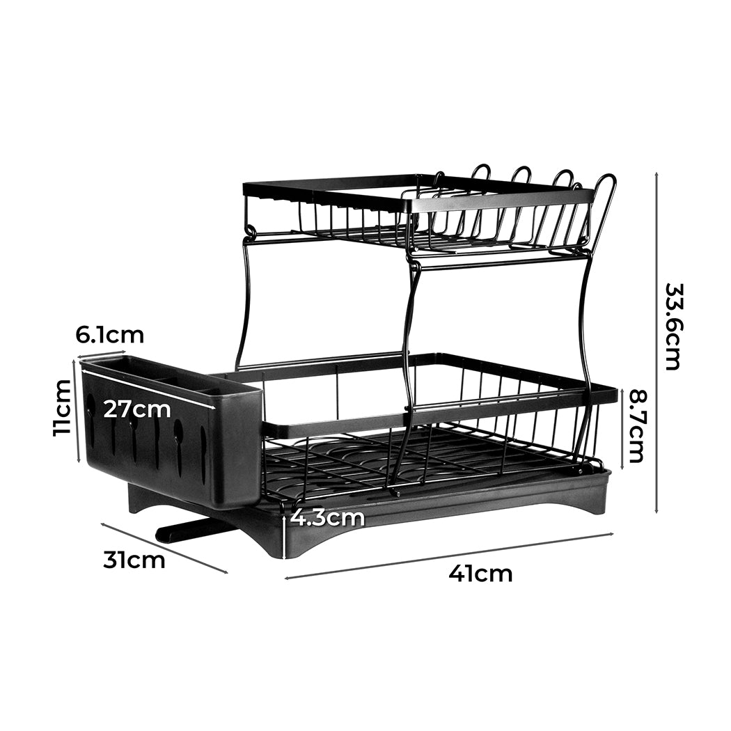 TOQUE Detachable Dish Drying Rack Cutlery Black