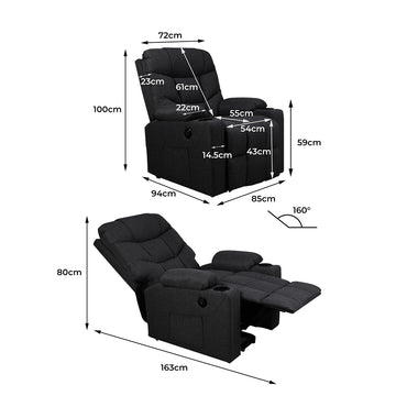 Levede Recliner Chair Electric Lift Black