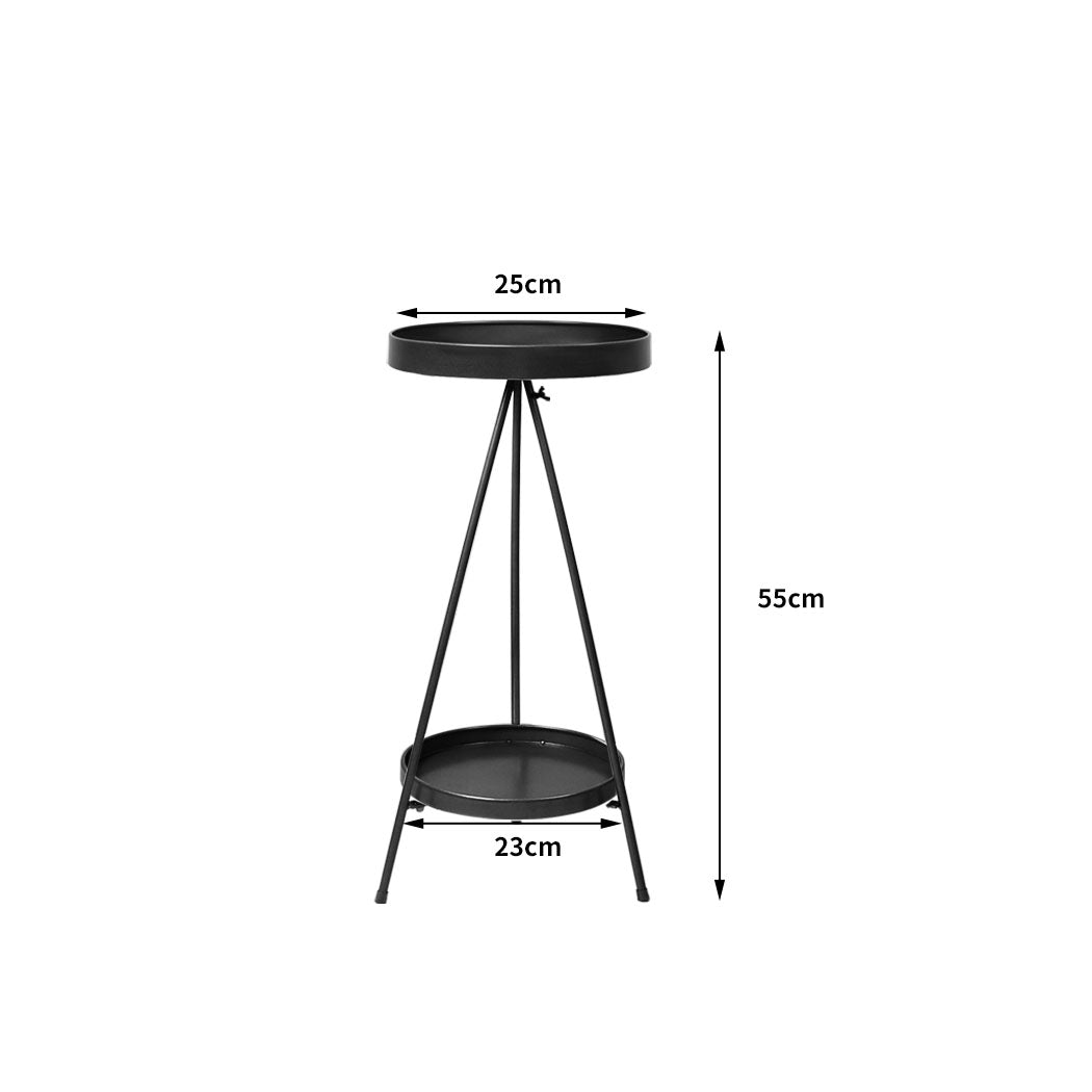 Levede Plant Stand 2 Tiers Outdoor Indoor Black Medium