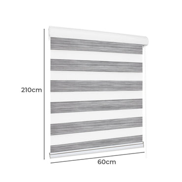 Marlow Blackout Zebra Roller Blind Curtains 60x210 Grey