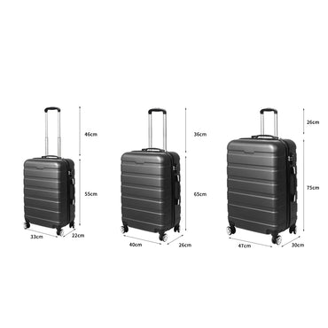 Slimbridge 3PC Luggage sets Suitcase Dark Grey