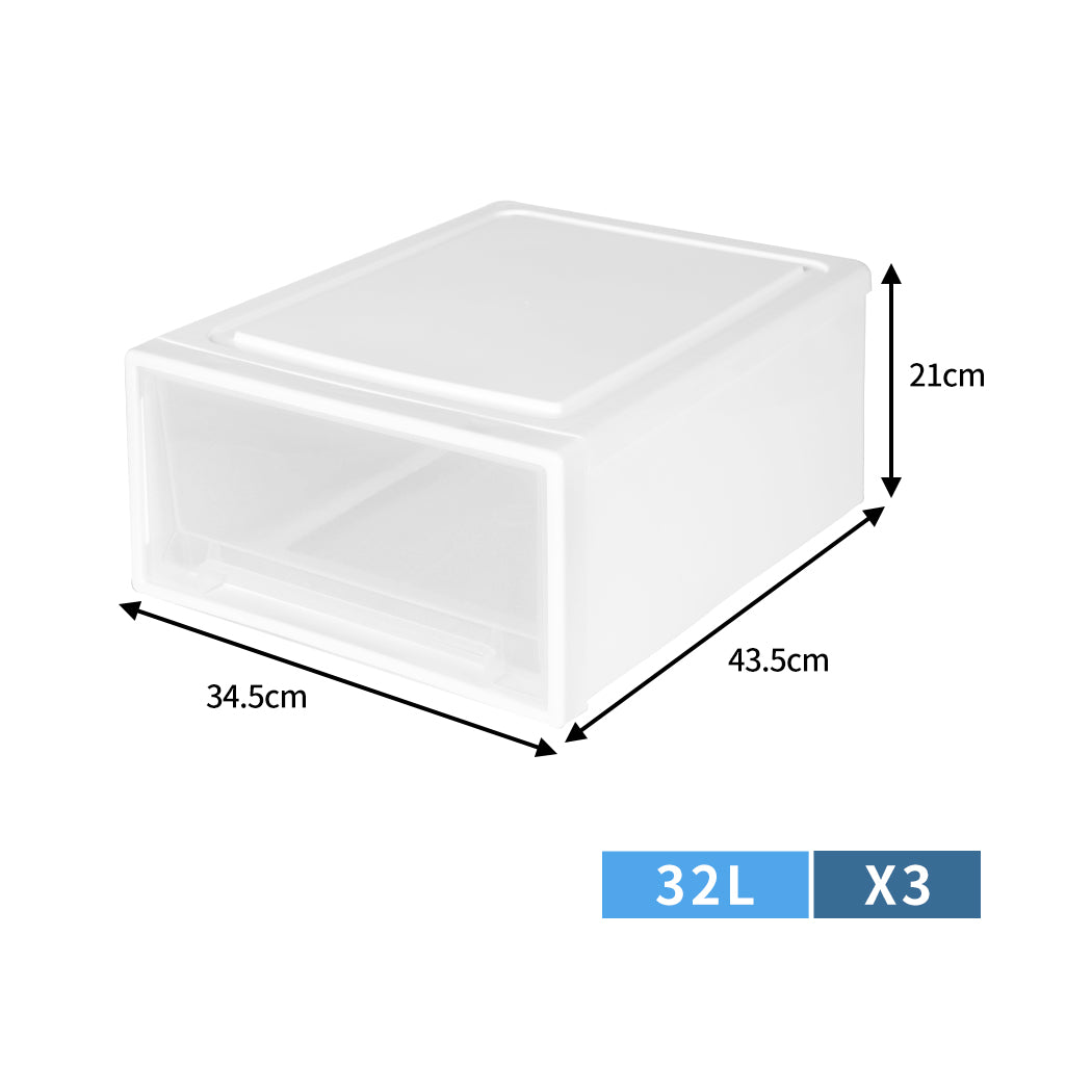 Storage Drawers Large Stackable Containers L 3PK