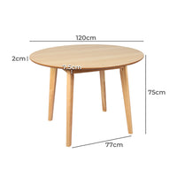 Levede Dining Table Round Rubberwood Base 120cm Natural 120 CM