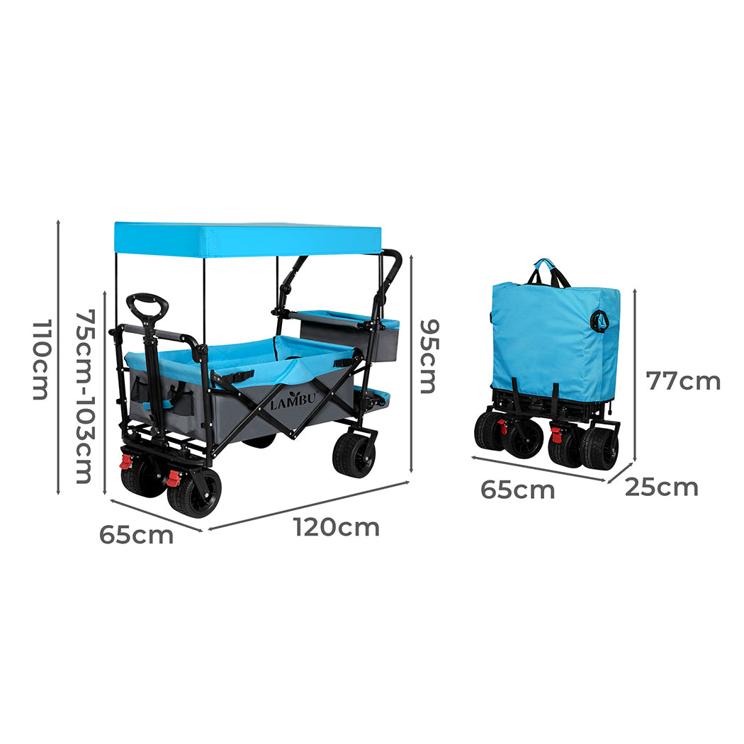 Lambu Camping Cart Garden Trolley 150KG Load Blue