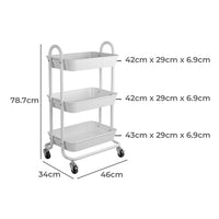 Levede 3 Tiers Kitchen Storage Trolley White