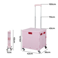 Folding Shopping Trolley Cart Portable Pink