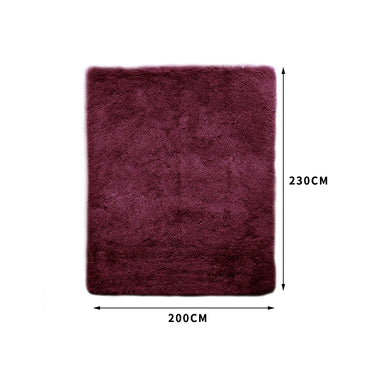Marlow Soft Shag Shaggy Floor Confetti Burgundy 230x200cm