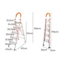 Traderight 5 Step Ladder Folding Aluminium