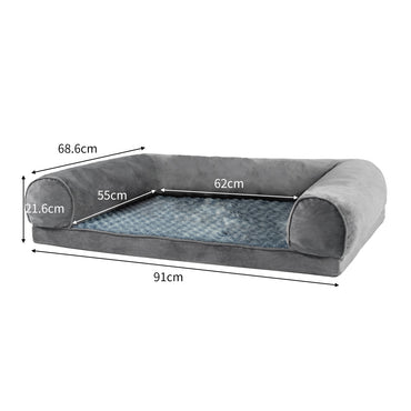 PaWz Pet Bed Sofa Dog Bedding Soft Warm L Cover Grey Cover Large