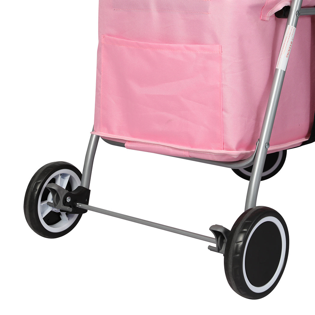 PaWz Pet Stroller Dog Cat Carrier Foldable Pink