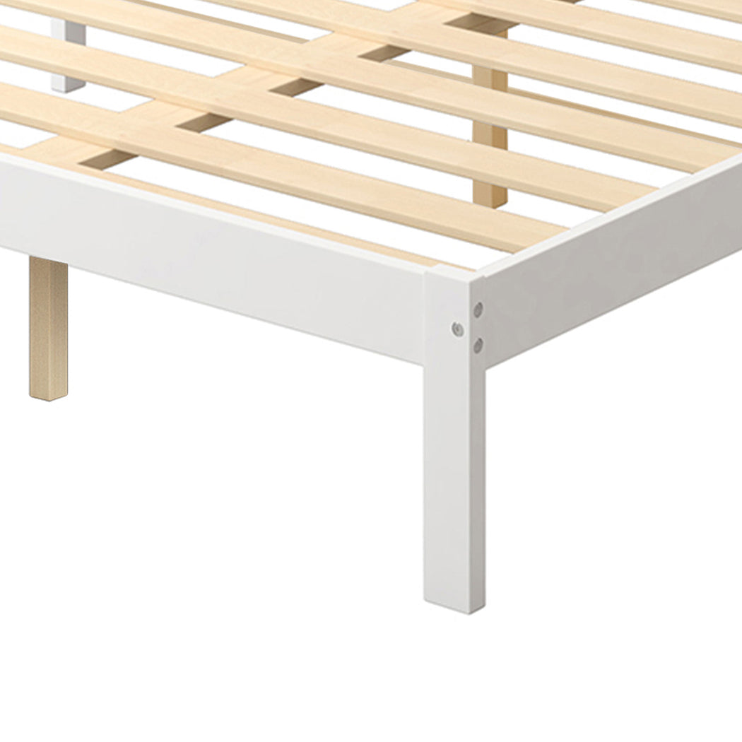 Levede Wooden Bed Frame Queen Full Size White