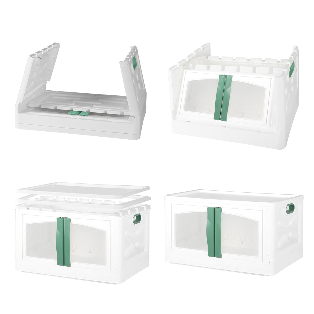 Foldable Storage Box Stackable Container Green