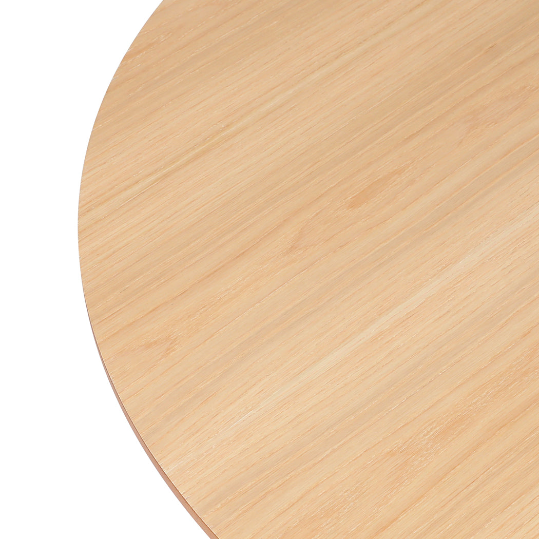 Levede Dining Table Round Rubberwood Base 100cm Natural 100 CM