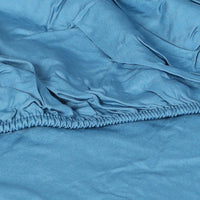 Dreamz 4pcs Double Size 100% Bamboo Bed Sheet Set in Blue Colour