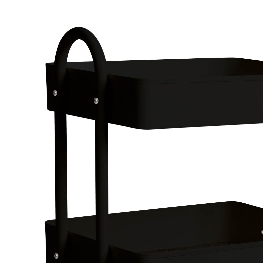 Levede 3 Tiers Kitchen Trolley Cart Black