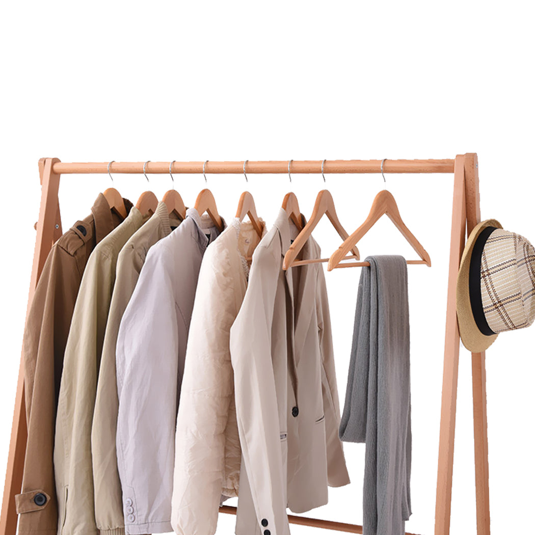 Levede Clothes Rack Wooden Wardrobe Natural