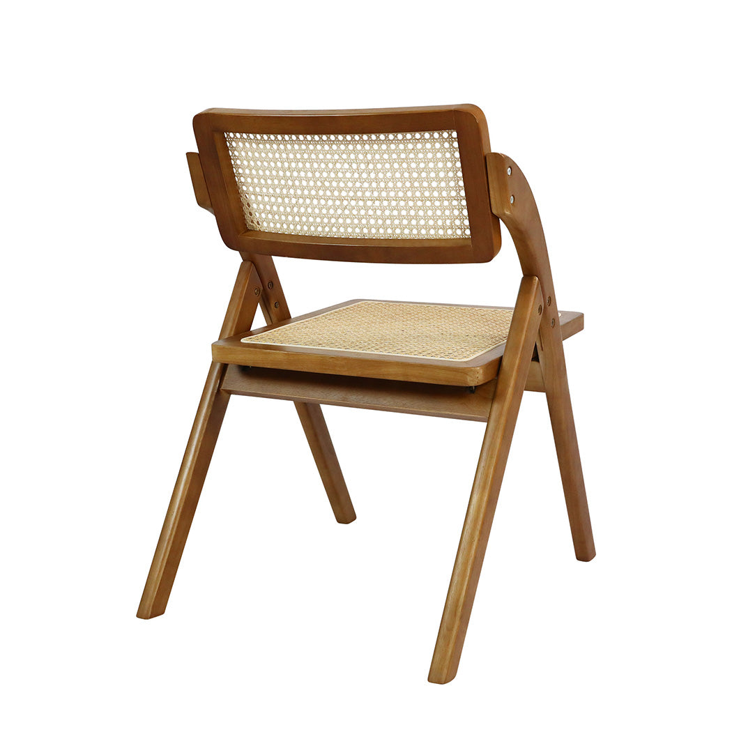 Levede 2X Foldable Rattan Dining Chairs Walnut