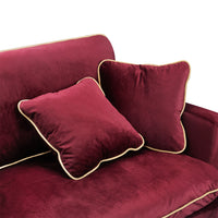 Levede Velvet Sofa Armchair 3 Seater Couch Red 210cm Wide