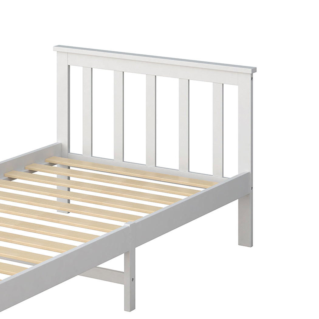 Levede Single Size Bed Frame Wooden White