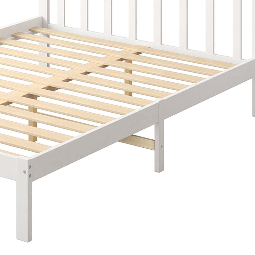 Levede Wooden Bed Frame Queen Full Size White