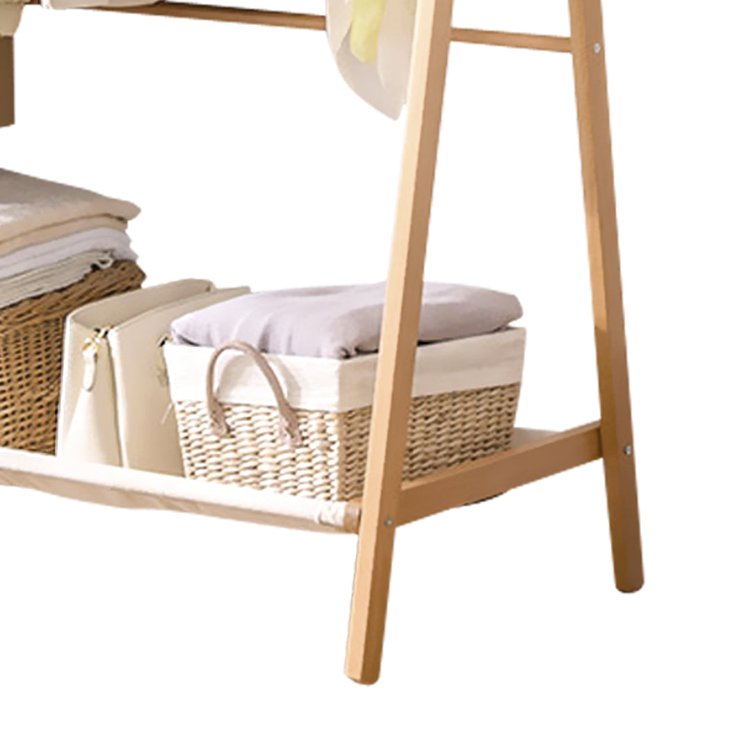 Levede Clothes Rack Wooden Wardrobe Natural