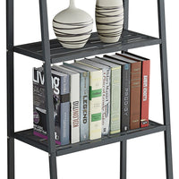 Bookshelf 4 Tier Ladder Shelf Unit Bookcase Black