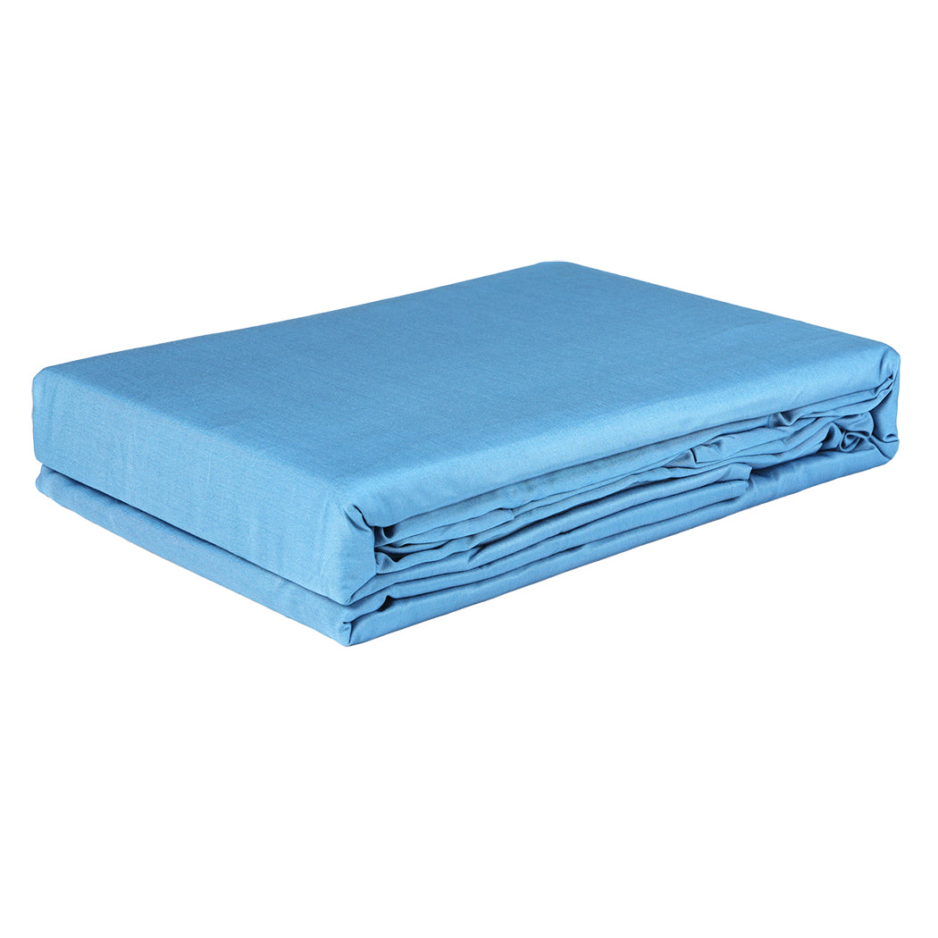 Dreamz 4pcs Double Size 100% Bamboo Bed Sheet Set in Blue Colour