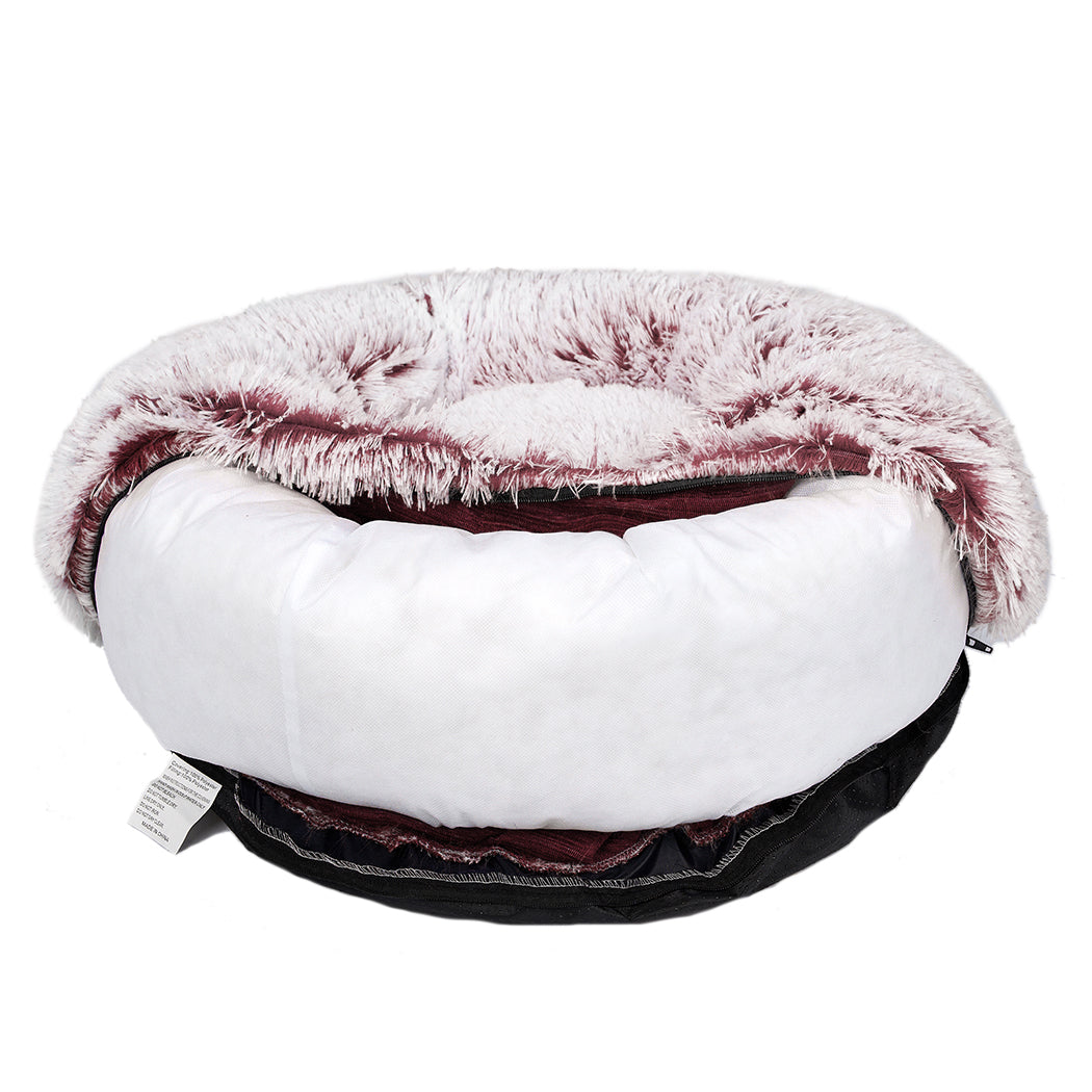 PaWz Pet Bed Cat Dog Donut Nest Calming M Pink Medium