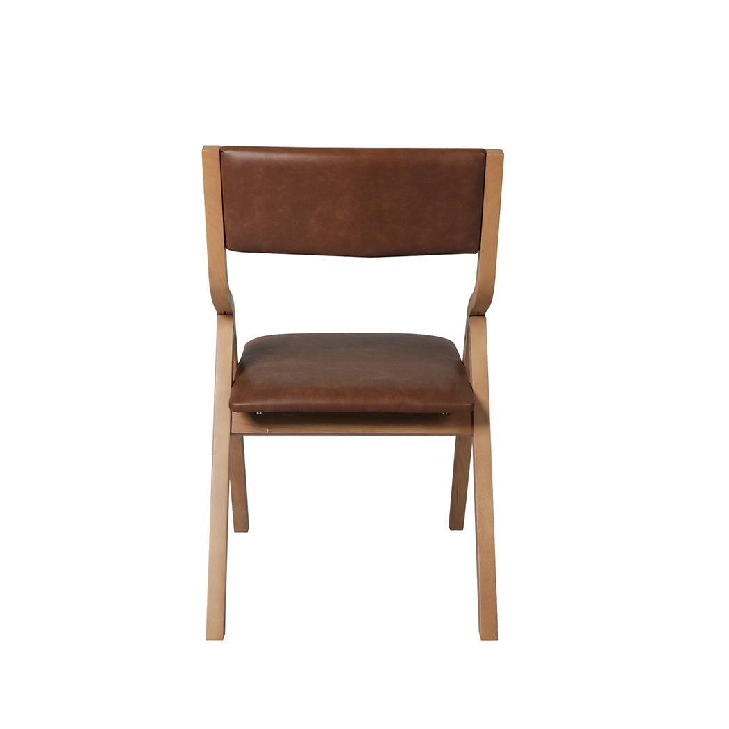 Levede 2x Dining Chairs Foldable PU Brown