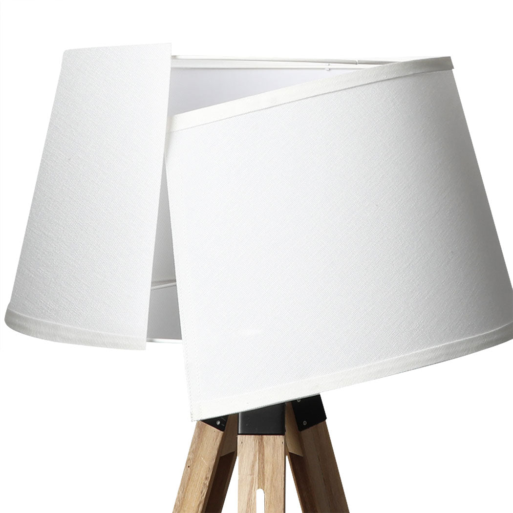 EMITTO Tripod Wooden Floor Lamp Shaded Natural