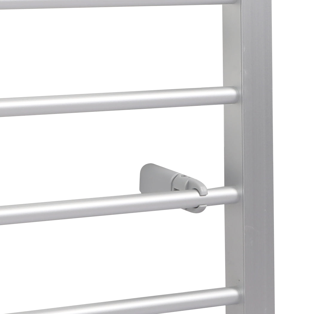 Heated Towel Rail Warmer Rack Wall Mounted Silver