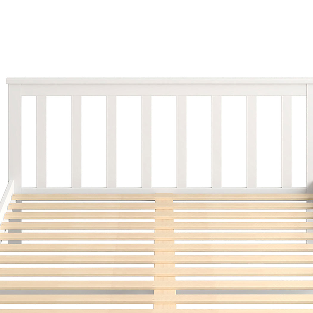 Levede Wooden Bed Frame Queen Full Size White