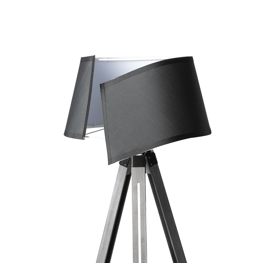 EMITTO Tripod Wooden Floor Lamp Shaded Grey