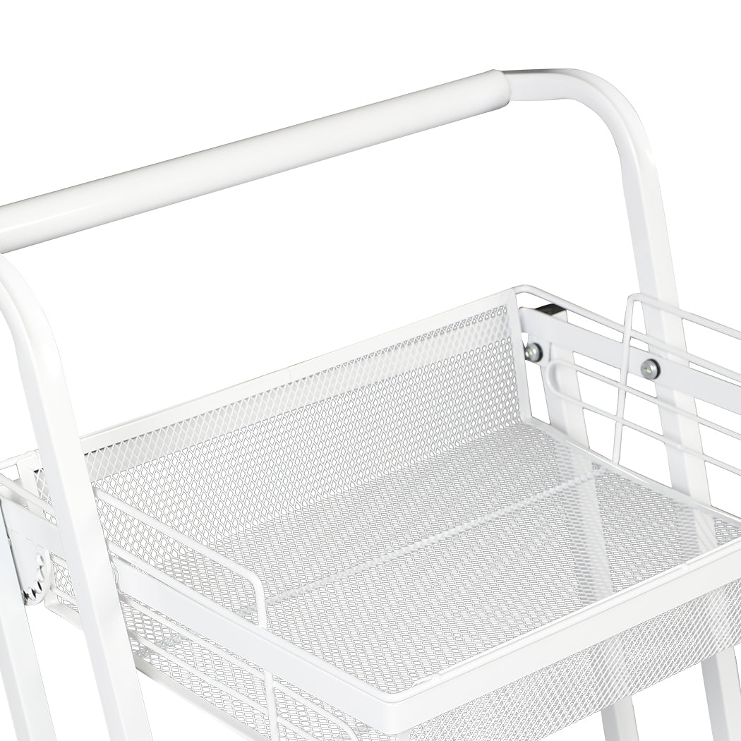 Levede 3 Tier Kitchen Trolley Cart Swivel White Colour