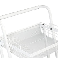 Levede 3 Tier Kitchen Trolley Cart Swivel White Colour